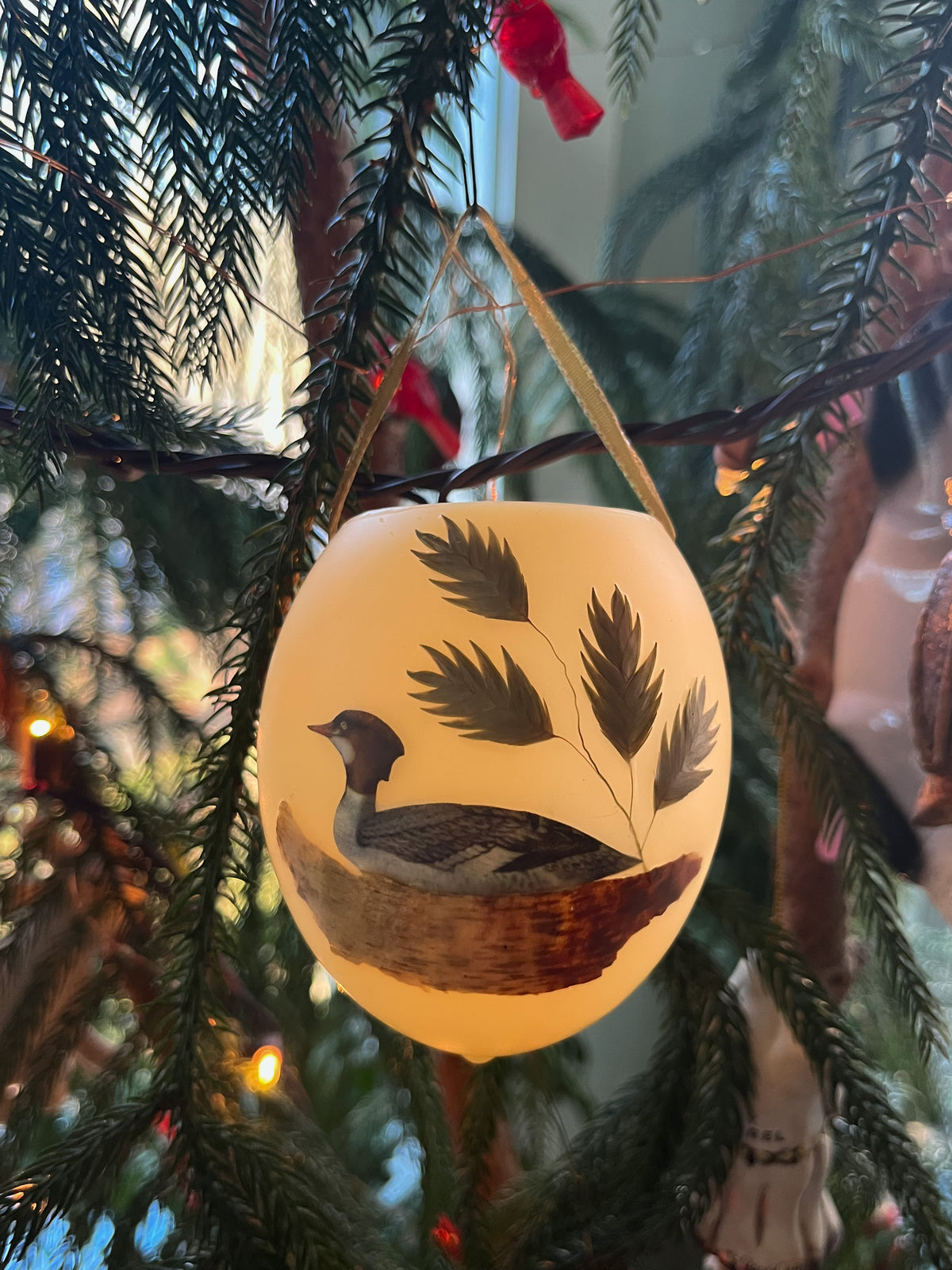 Red Breasted Merganser, Birch Bark, Riveroats (Ornament)